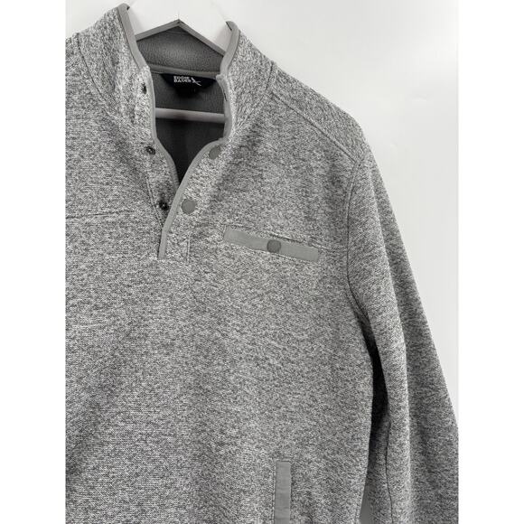 Eddie Bauer Pullover Sweater Mens Small Gray Snap Buttons Front Pocket Logo Knit - Picture 8 of 16